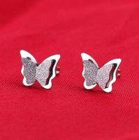 1 Set Sweet Butterfly Titanium Steel Plating Earrings Necklace main image 3