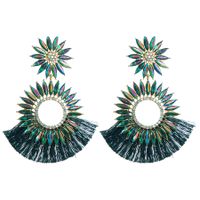 1 Pair Ethnic Style Round Alloy Tassel Rhinestones Glass Women's Chandelier Earrings main image 5