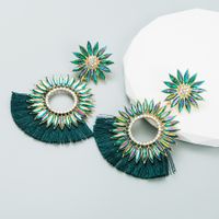 1 Pair Ethnic Style Round Alloy Tassel Rhinestones Glass Women's Chandelier Earrings main image 7