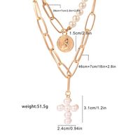 Elegant Simple Style Classic Style Cross Imitation Pearl Alloy Women's Layered Necklaces main image 6