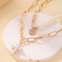 Elegant Simple Style Classic Style Cross Imitation Pearl Alloy Women's Layered Necklaces main image 4