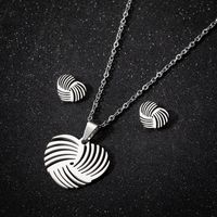 1 Set Fashion Heart Shape Stainless Steel Titanium Steel Plating Earrings Necklace sku image 2
