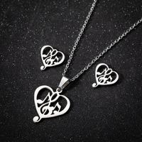 1 Set Fashion Heart Shape Stainless Steel Titanium Steel Plating Earrings Necklace sku image 4