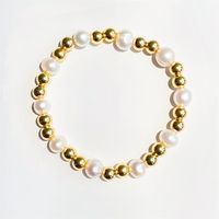 1 Pièce Mode Géométrique Perle D'eau Douce Placage Bracelets main image 2