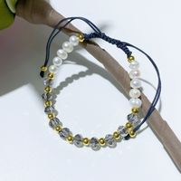1 Pièce Mode Géométrique Cristal Perle D'eau Douce Le Cuivre Perle Bracelets main image 3