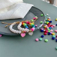 1 Piece Fashion Heart Shape Freshwater Pearl Soft Clay Enamel Bracelets main image 5