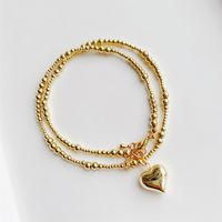 1 Piece Fashion Heart Shape Copper Beaded Pendant Necklace main image 4