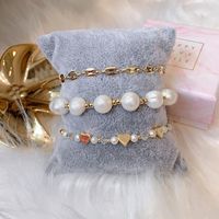 1 Piece Fashion Heart Shape Freshwater Pearl Copper Handmade Bracelets main image 1