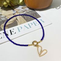 Simple Style Heart Shape Copper Beaded Pendant Necklace sku image 4