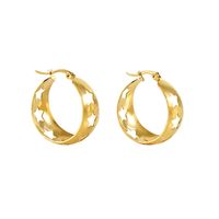 1 Pair Retro Star Hollow Out Stainless Steel 18k Gold Plated Hoop Earrings sku image 1