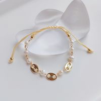 1 Piece Fashion Oval Freshwater Pearl Copper Knitting Bracelets main image 3