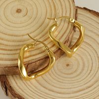 1 Pair Simple Style Geometric Irregular Stainless Steel 18k Gold Plated Hoop Earrings main image 4
