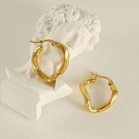 1 Pair Simple Style Geometric Irregular Stainless Steel 18k Gold Plated Hoop Earrings main image 1
