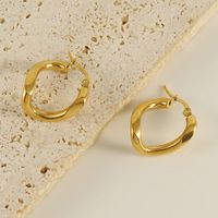 1 Pair Simple Style Geometric Irregular Stainless Steel 18k Gold Plated Hoop Earrings main image 3