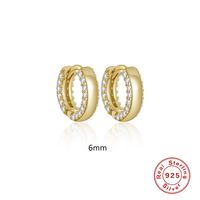 1 Pair Simple Style Round Sterling Silver Inlay Zircon Earrings sku image 1
