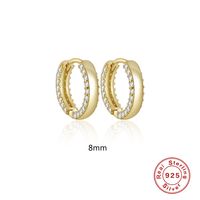1 Pair Simple Style Round Sterling Silver Inlay Zircon Earrings sku image 2