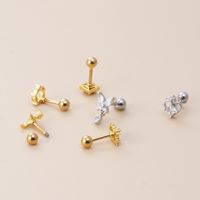 1 Piece Retro Moon Water Droplets Heart Shape Stainless Steel Copper Inlaid Zircon Ear Studs main image 2