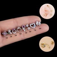 1 Piece Fashion Clouds Heart Shape Flower Inlaid Zircon Stainless Steel Copper Ear Studs main image 5