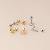 1 Piece Fashion Clouds Heart Shape Flower Inlaid Zircon Stainless Steel Copper Ear Studs main image 3