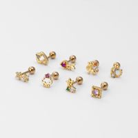 1 Piece Fashion Clouds Heart Shape Flower Inlaid Zircon Stainless Steel Copper Ear Studs main image 2