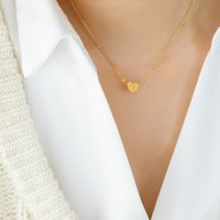 Fashion Heart Shape Titanium Steel Plated Collarbone Necklace sku image 2
