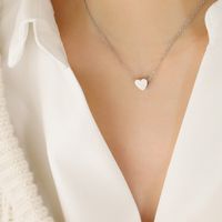 Fashion Heart Shape Titanium Steel Plated Collarbone Necklace sku image 1