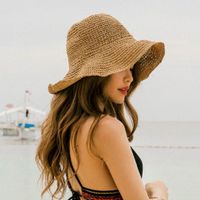 Women's Basic Solid Color Side Of Fungus Straw Hat main image 6