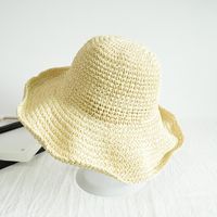 Women's Basic Solid Color Side Of Fungus Straw Hat sku image 1