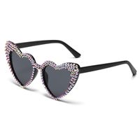 Cute Heart Shape Resin Special-shaped Mirror Diamond Frameless Women's Sunglasses main image 2