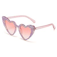 Sweet Simple Style Heart Shape Ac Special-shaped Mirror Inlaid Zircon Full Frame Women's Sunglasses main image 5
