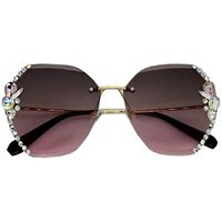 Fashion Geometric Pc Oval Frame Rhinestone Frameless Women's Sunglasses main image 5