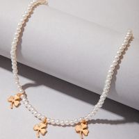 1 Piece Elegant Shamrock Imitation Pearl Alloy St. Patrick Women's Necklace sku image 1