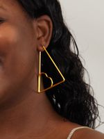 1 Pair Exaggerated Fashion Triangle Round Plating Stainless Steel 18k Gold Plated Hoop Earrings main image 5