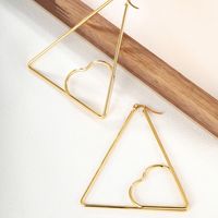 1 Pair Exaggerated Fashion Triangle Round Plating Stainless Steel 18k Gold Plated Hoop Earrings main image 7