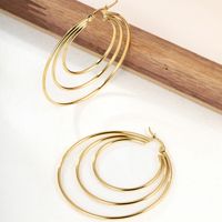 1 Pair Exaggerated Fashion Triangle Round Plating Stainless Steel 18k Gold Plated Hoop Earrings main image 3