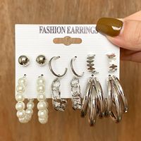 Fashion Star Butterfly Twist Imitation Pearl Alloy Rhinestone Women's Earrings 1 Set sku image 23