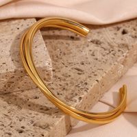 1 Piece Simple Style Solid Color Stainless Steel Plating Bangle main image 1