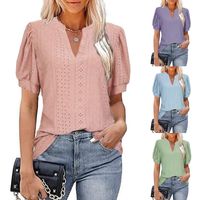 Women's T-shirt Short Sleeve T-shirts Hollow Out Fashion Solid Color main image 1