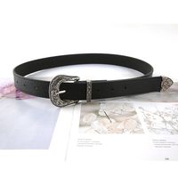 Simple Style Solid Color Pu Leather Alloy Grommet Eyelet Women's Leather Belts 1 Piece main image 1
