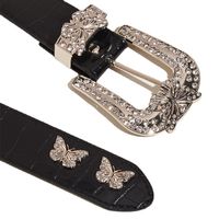 Fashion Butterfly Pu Leather Alloy Inlay Rhinestones Unisex Leather Belts 1 Piece main image 4