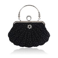 White Black Beige Polyester Solid Color Shell Clutch Evening Bag main image 3