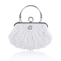 White Black Beige Polyester Solid Color Shell Clutch Evening Bag sku image 1