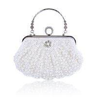 White Black Beige Polyester Solid Color Shell Clutch Evening Bag main image 2