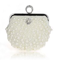 White Black Beige Polyester Solid Color Shell Clutch Evening Bag sku image 4