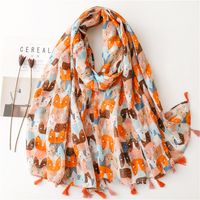 Women's Fashion Cat Cotton And Linen Silk Scarves sku image 2