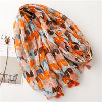 Women's Fashion Cat Cotton And Linen Silk Scarves main image 5