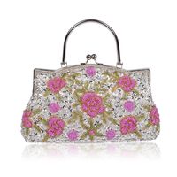 Polyester Flower Embroidery Square Clutch Evening Bag sku image 4