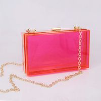 Black Transparent Pink Arylic Solid Color Square Evening Bags sku image 9