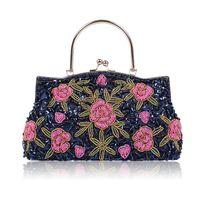 Polyester Flower Embroidery Square Clutch Evening Bag sku image 5