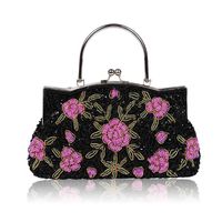 Polyester Flower Embroidery Square Clutch Evening Bag main image 1